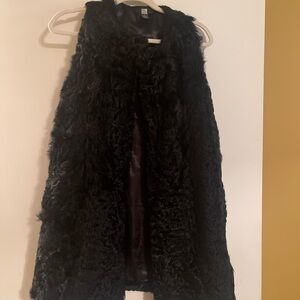 Saks Fifth Avenue Black 100% Kalgan Fur Vest